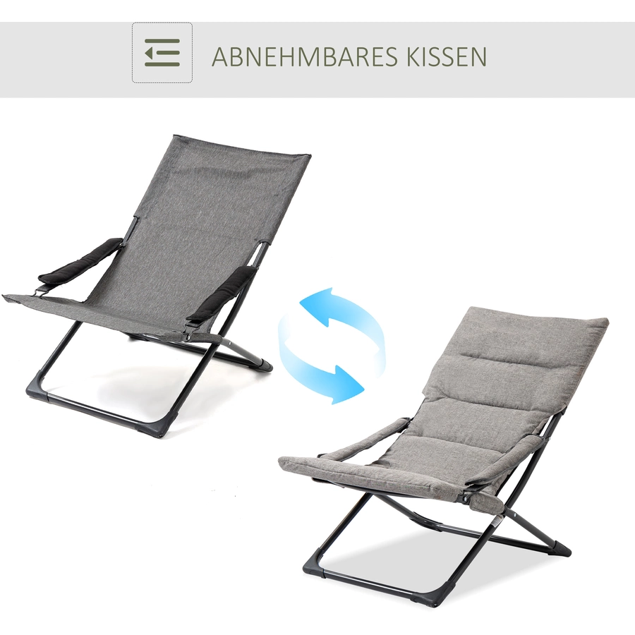Outsunny Klappstuhl mit Auflage grau