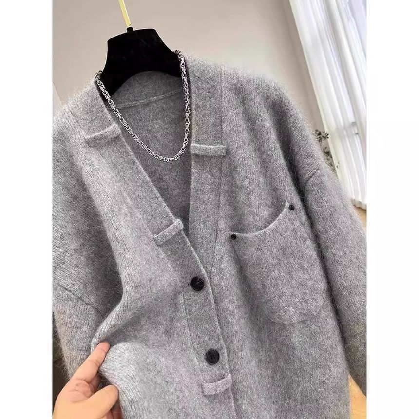 uliaque - Plus Size V-hals Effen Cardigan