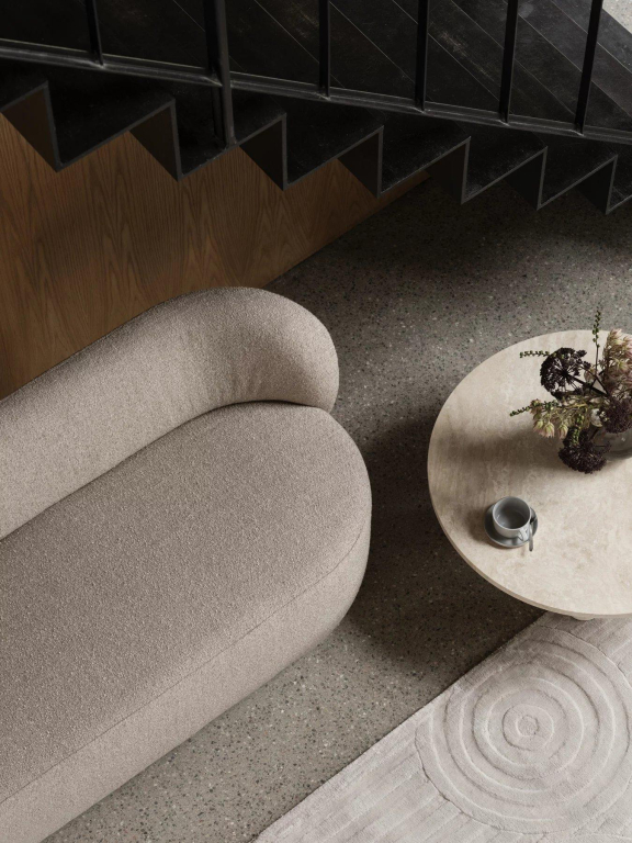 Blomus Volos salontafel Ø75 Silver Travertine