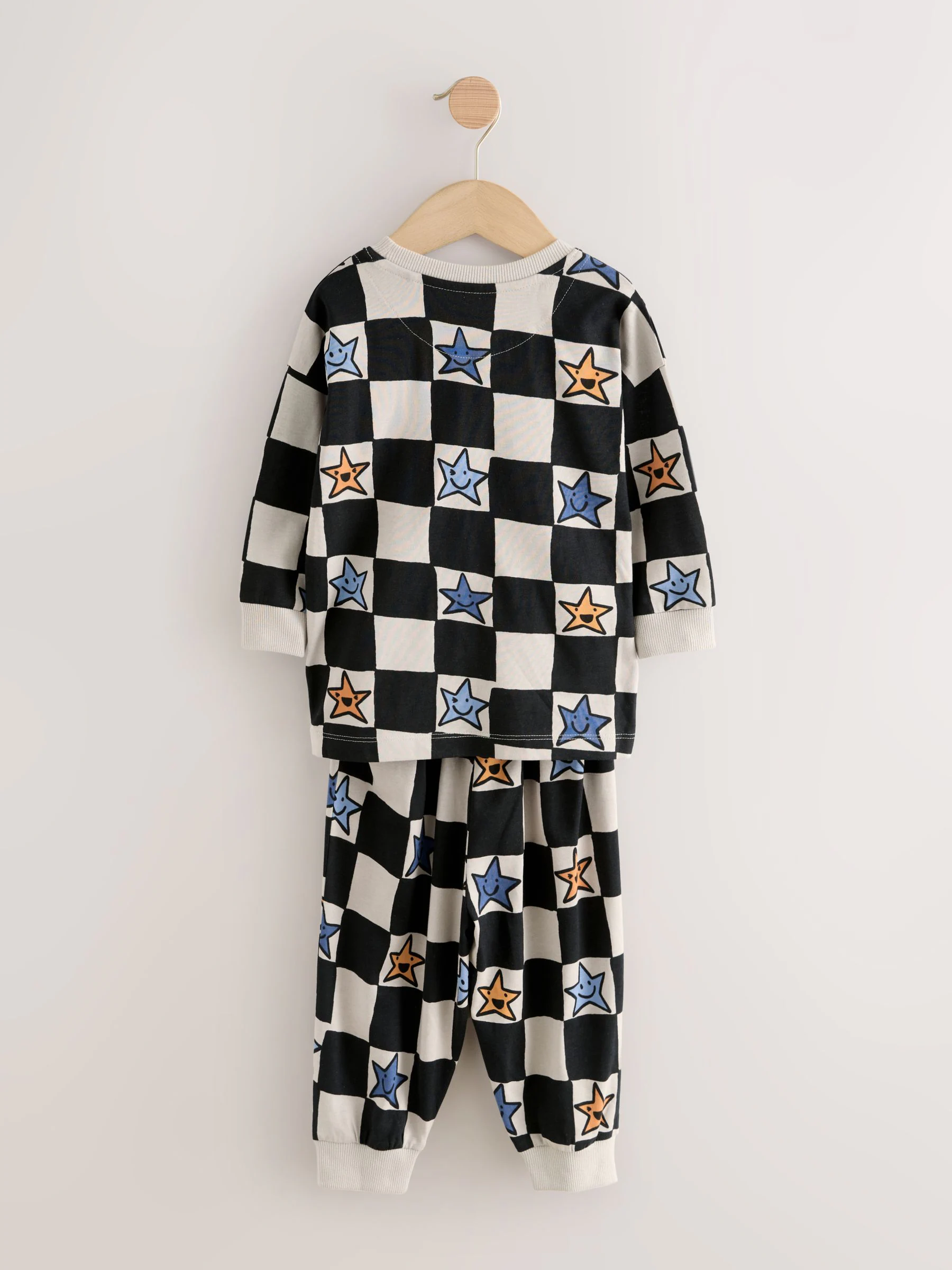 Meerkleurig ster- en dambordmotief - Verpakking van 3 oversized pyjama's 3 (9mnd -10jr)