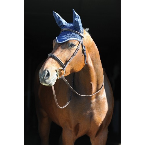 Protetores de orelha de crochê para cavalos, cor Roma, azul marinho/branco
