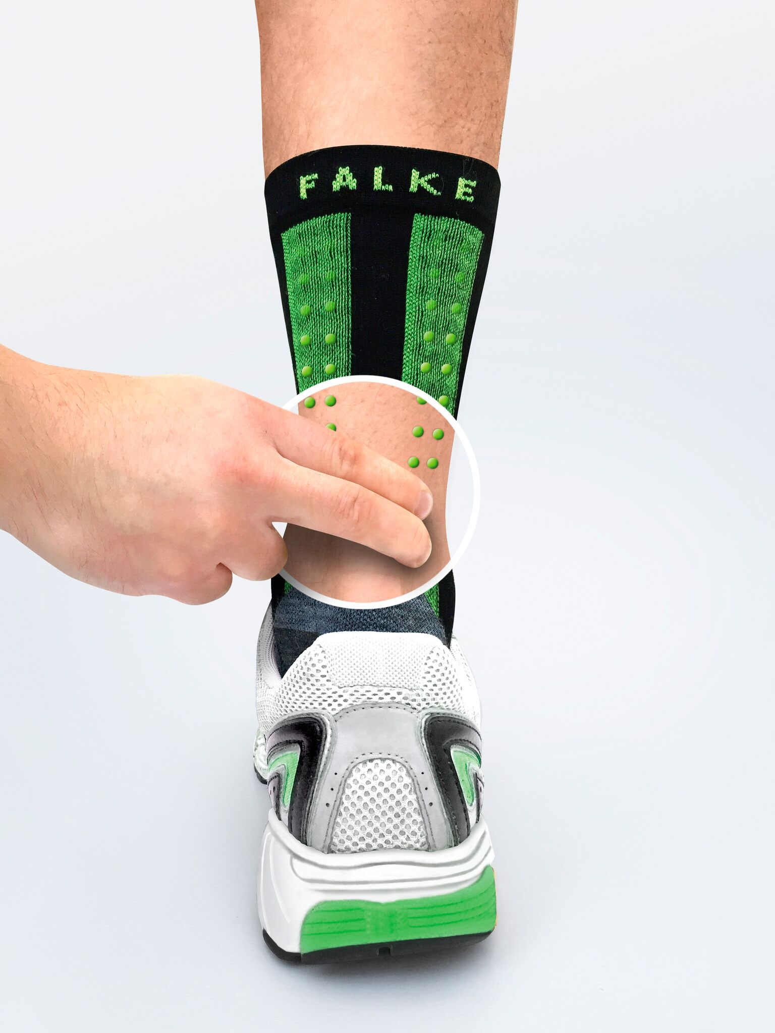 FALKE Achilles M's løpesokk kompresjon<br>Rå kompresjonssokk fra Falke, utviklet for å redusere akillessmerter!