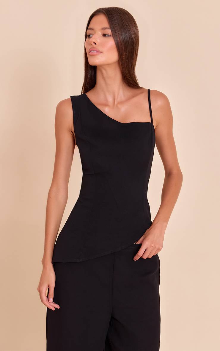 Noir Pantalon Droit En Mousseline