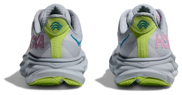 Chaussures Running Hoka Clifton 9 Gris/Rose/Vert Femme