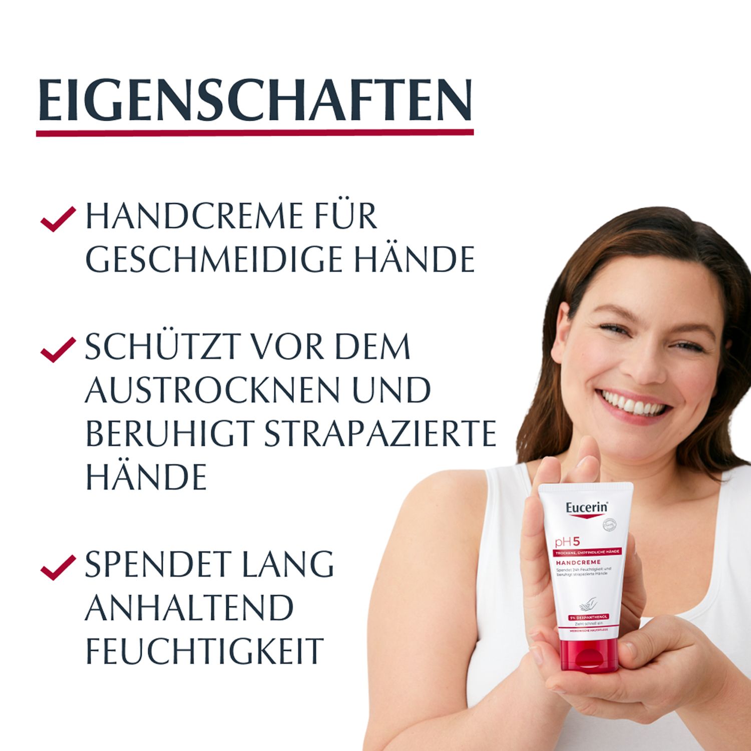 Eucerin pH5 Handcreme – pflegt empfindliche, trockene und strapazierte Haut & stärkt die natürliche Schutzfunktion
