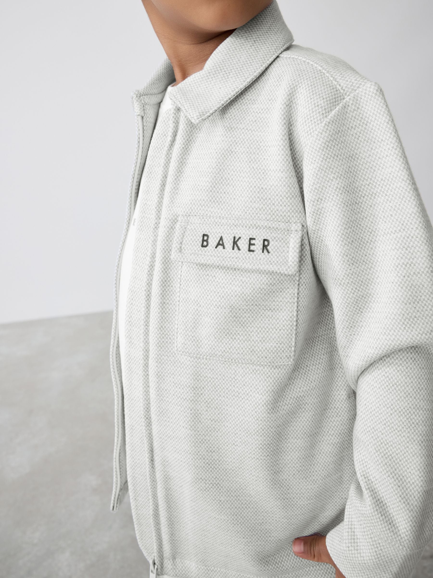 Grijs - Baker by Ted Baker 3 Piece Textured Jacket T-Shirt and Trousers Set
