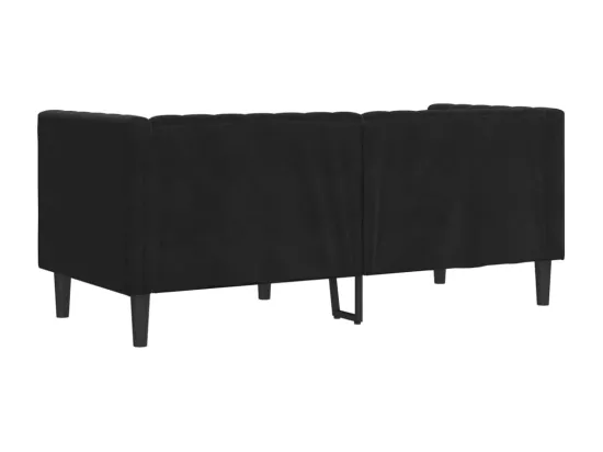 Canapé Chesterfield avec traversins 2 places noir velours