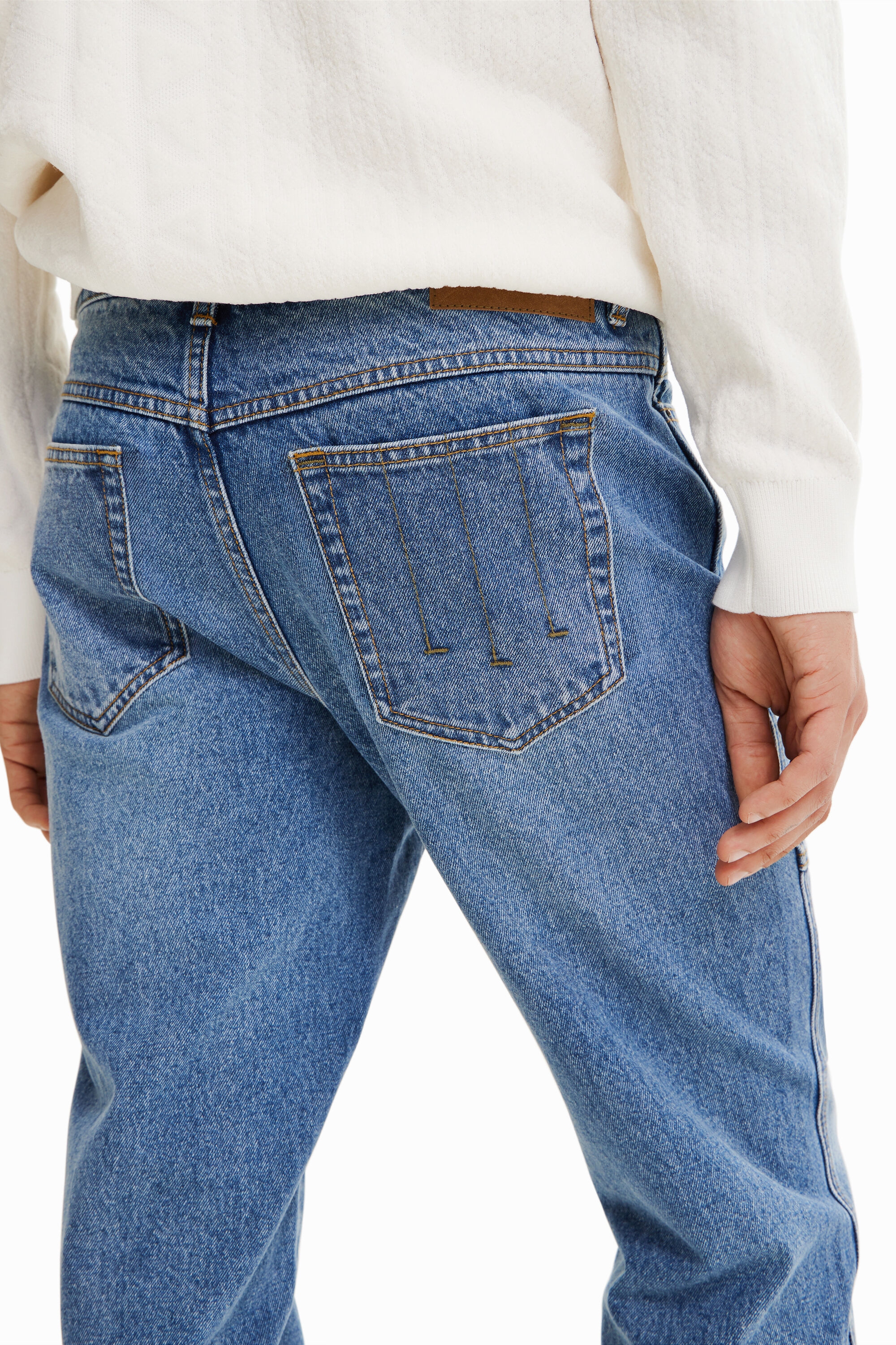 Jean droit patchwork