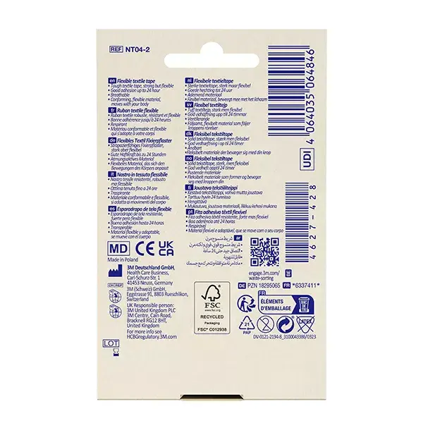 Curativo têxtil macio Nexcare™ 4,2 m x 25 mm - Pacote com 1 rolo