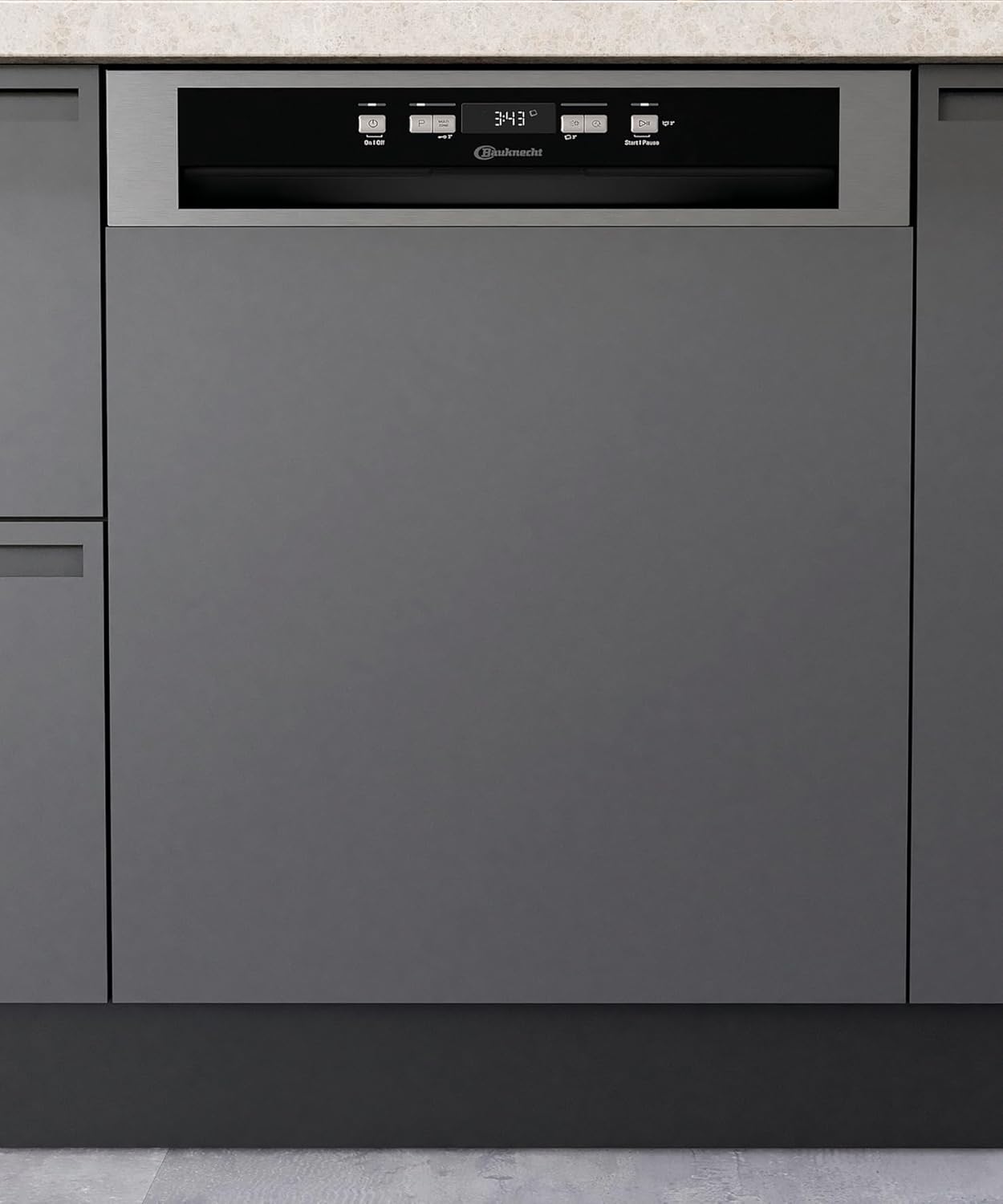Bauknecht BKSV2 PAN Integrierbarer Geschirrspüler /60 cm/ActiveDry – automatisches Türöffnungssystem/MultiZone – separates Ober- oder Unterkorbspülen/Startzeitvorwahl/Vollwasserschutz/Edelstahl