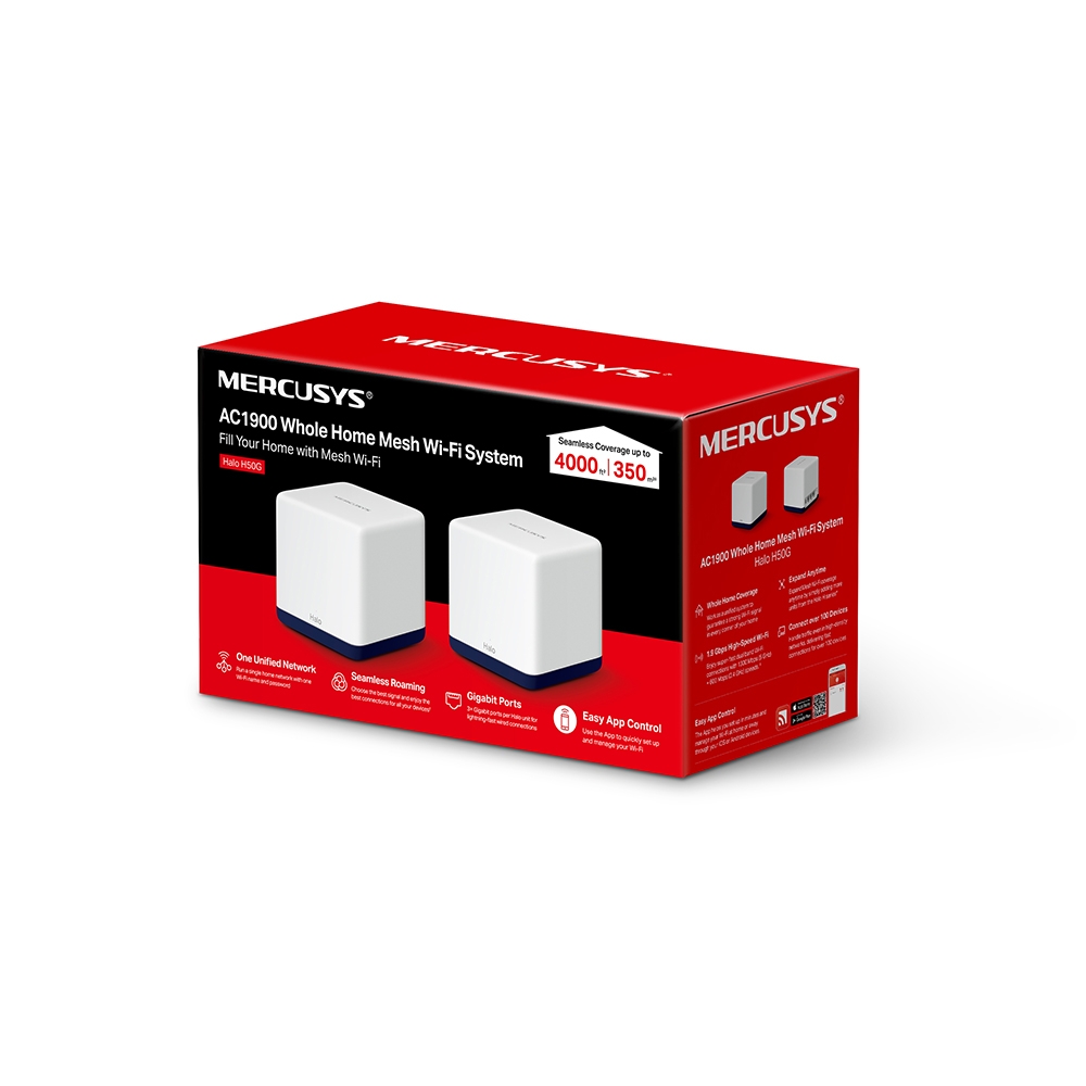 SISTEMA MESH WIFI MERCUSYS AC1900 HALO H50G(2-PACK)