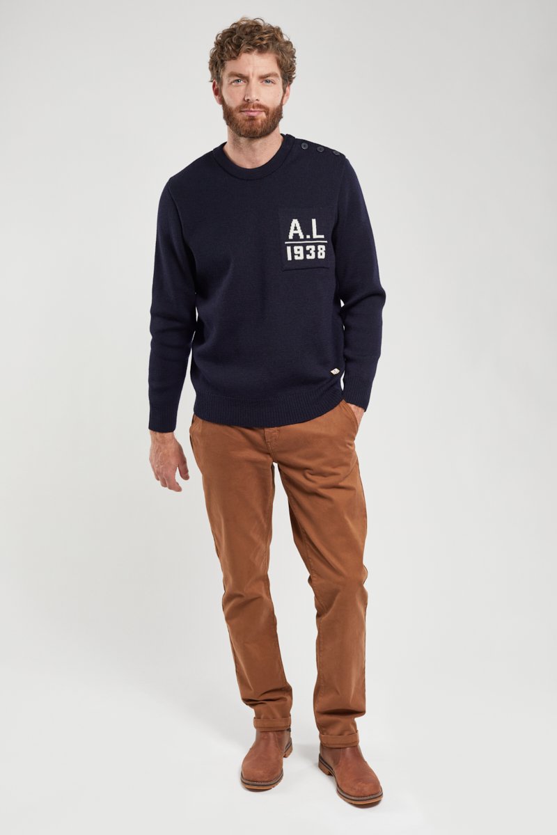 Pull marin avec poche - laine