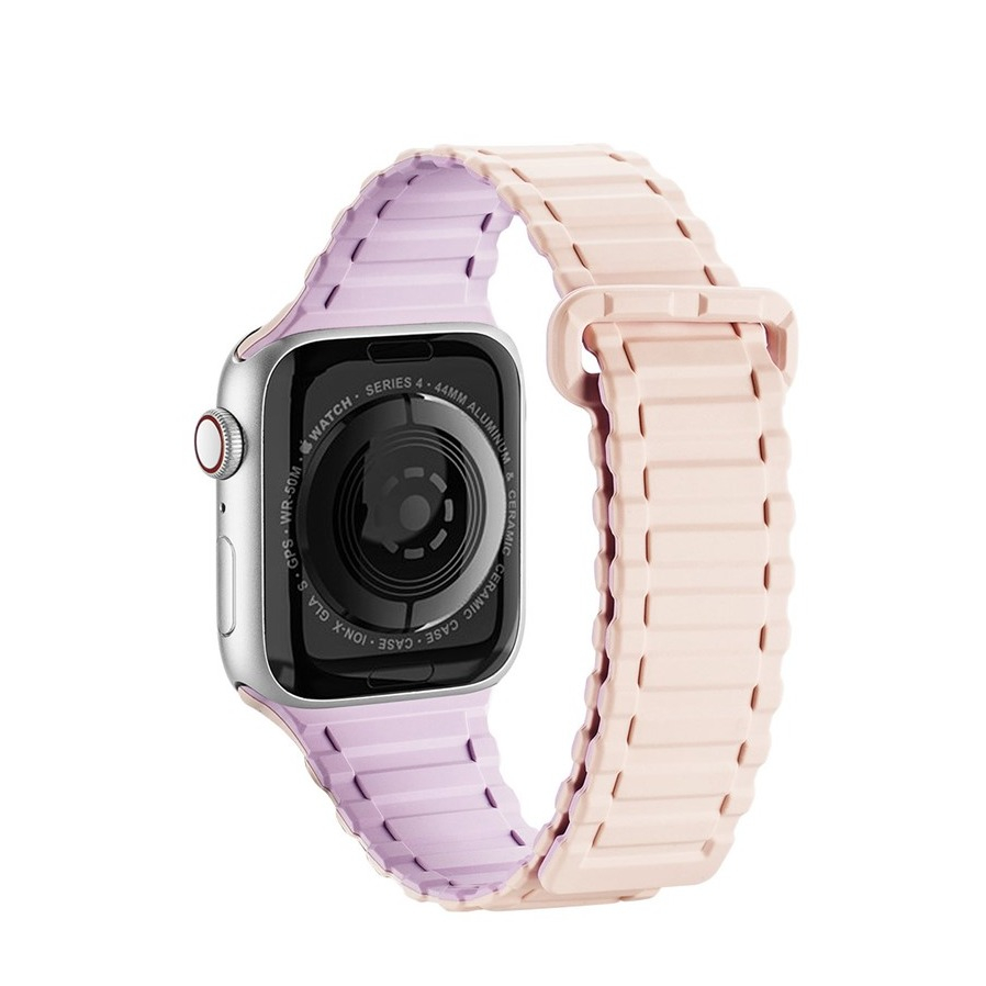 Apple Watch (49/46/45/44 mm) Silikon Sport Armband mit Magnetverschluss (Gelenkumfang: 185-255mm) - Rosa / Lila
