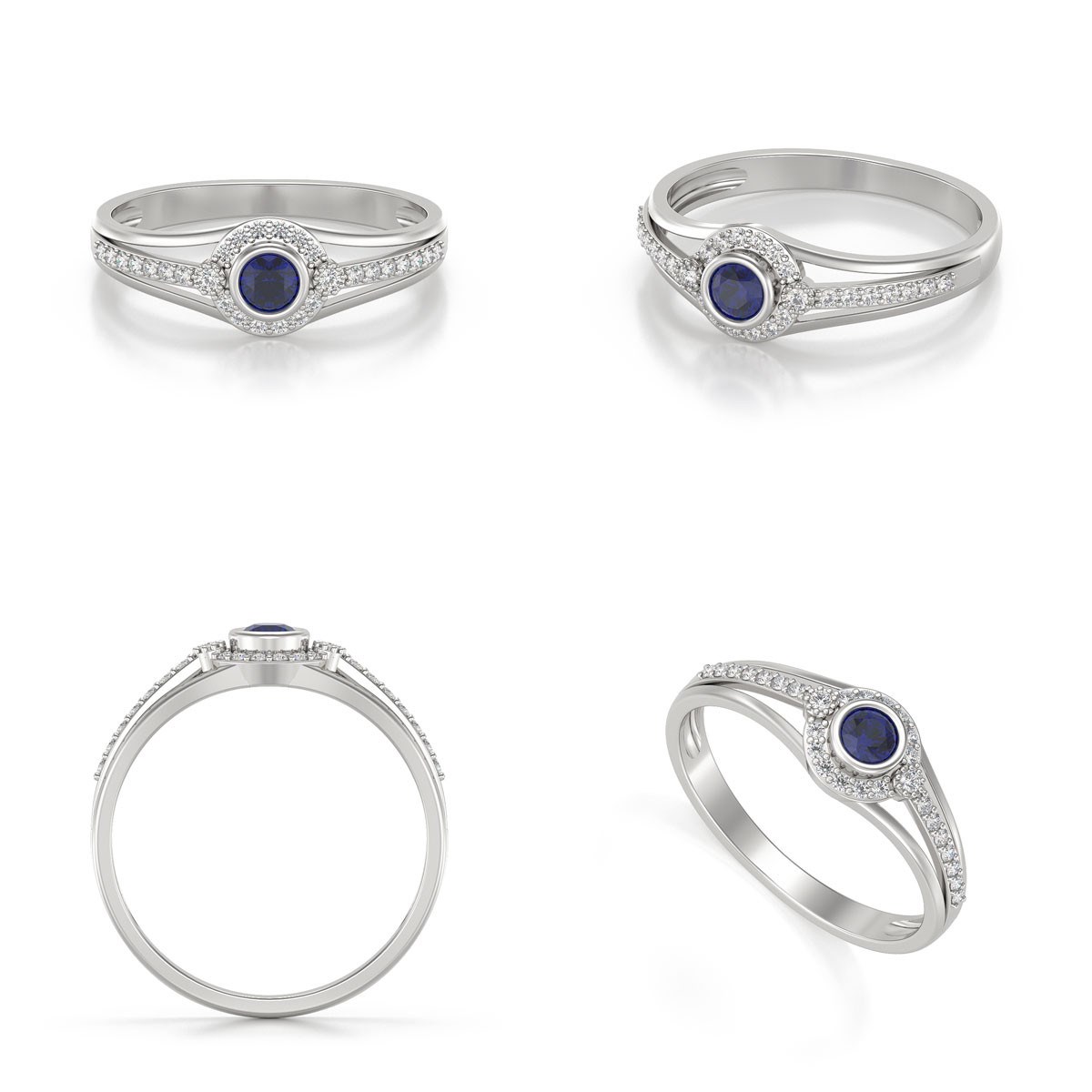 Bague Saphir et diamants sur Argent 925 2.118grs