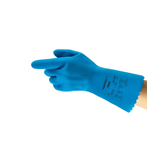 Gant de protection Alphatec 87-029 coton enduction latex bleu antidérapant