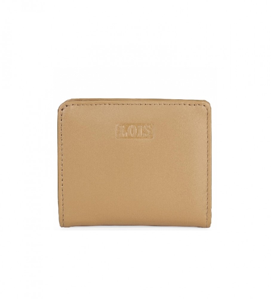 Carteira Lois em couro, modelo 202044, cor camelo - 10x8,7cm -