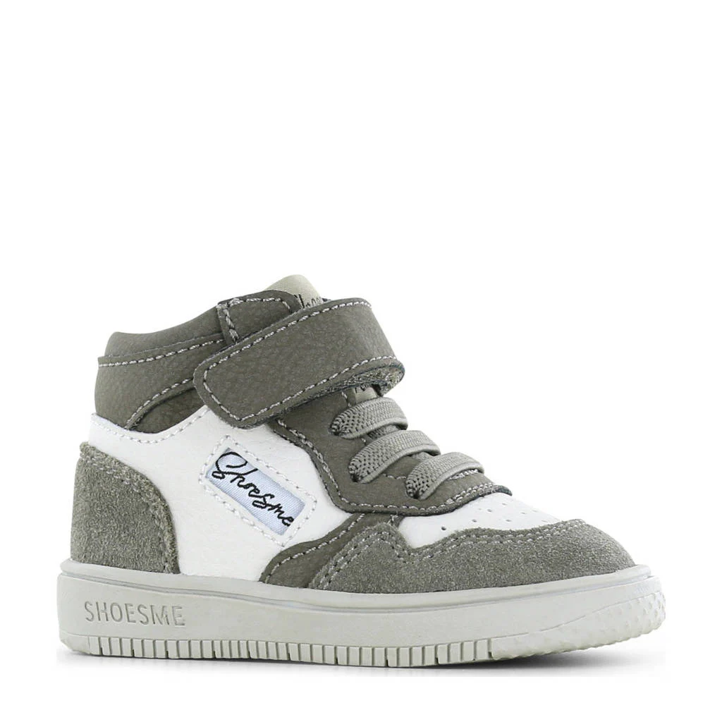 Shoesme leren sneakers grijs/wit