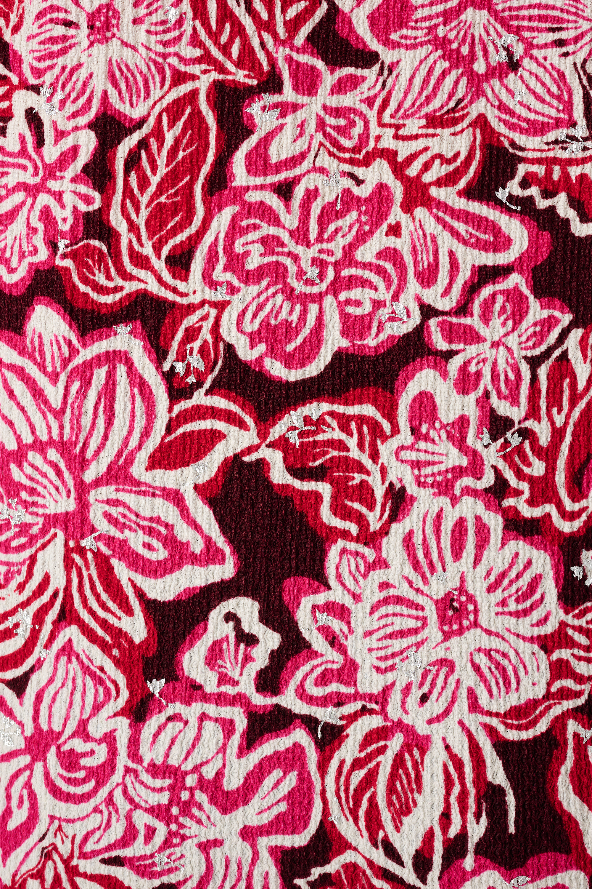 Top met print en stuctuur Multi Pink-Rood