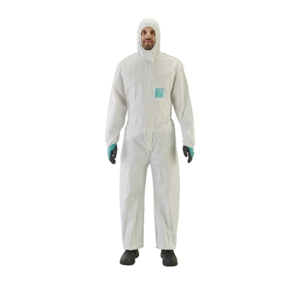 Engangs kjeledress Type 5/6 Ansell Alphatec 2000 Comfort, hvit/blå, beatable helrygg, størrelse XL