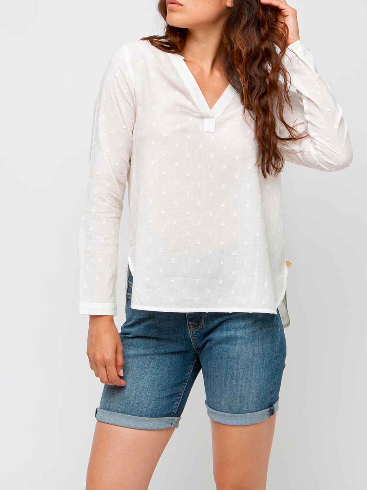 Blouse Femme Manches Longues Coton Léger Arctique