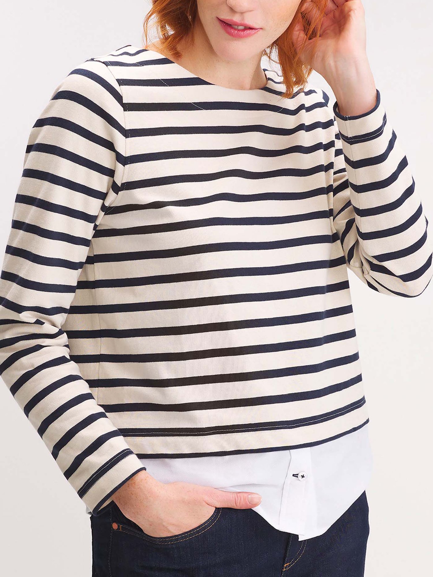 Tee Shirt Marinière Femme Manches Longues Marine