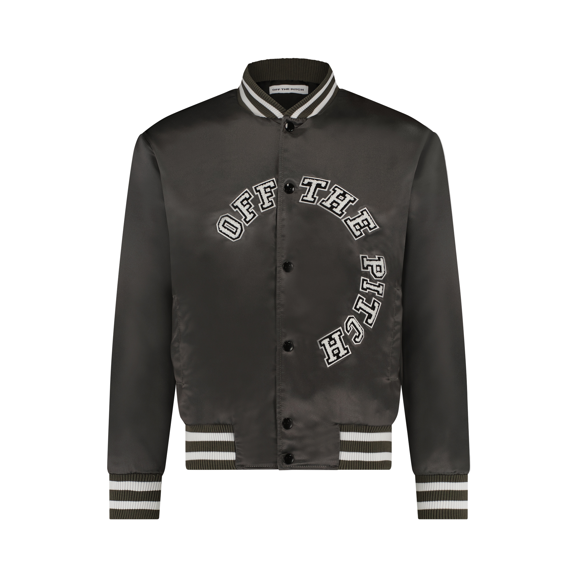 Off The Pitch Satin Varsity Jacket Heren Bruin