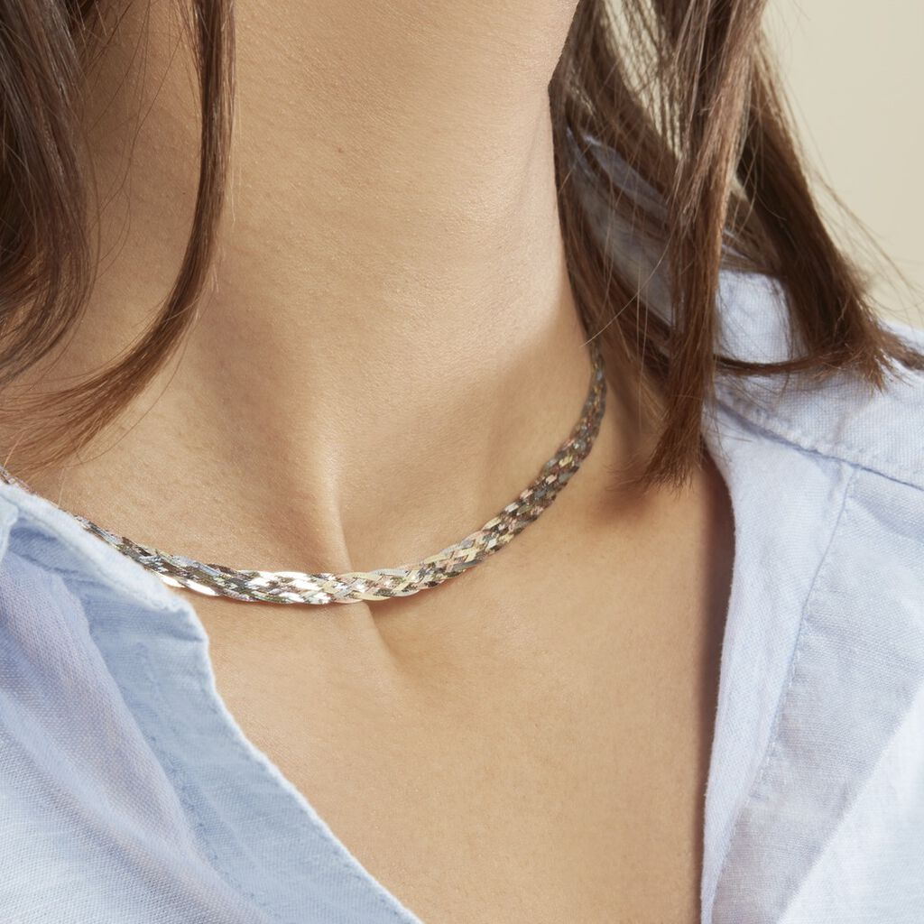 Collier Jen Tresse 6 Fils Or Tricolore