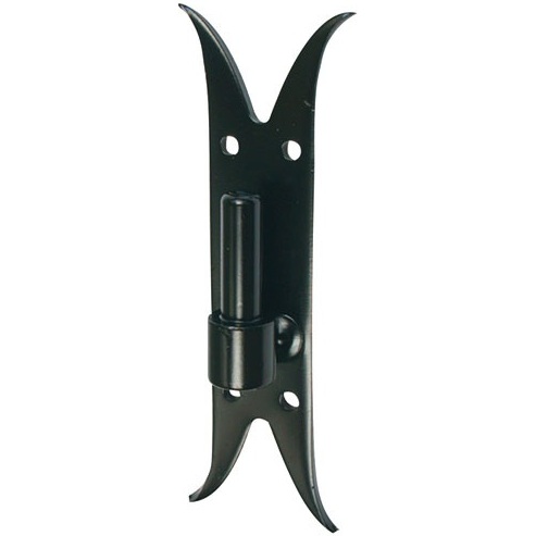Gond sur platine bout queue de carpe - D16 - H : 220 mm - 40 x 3 mm - noir