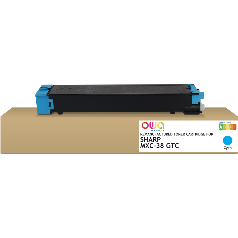 Toner remanufacturé OWA - standard - Cyan - pour SHARP MXC-38GTC, SHARP MXC-38GTC