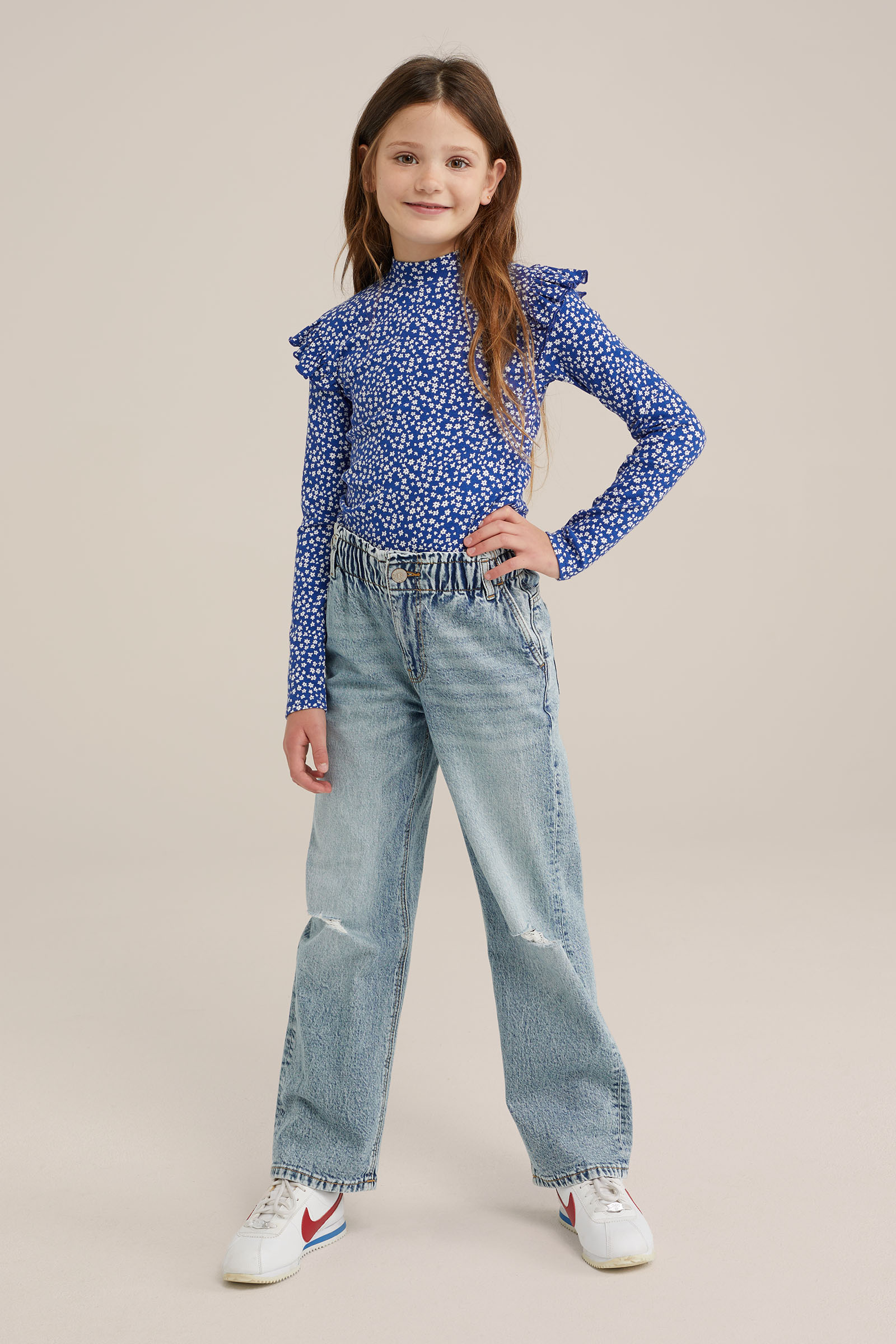 Meisjes T-shirt met dessin WE Fashion Blauw