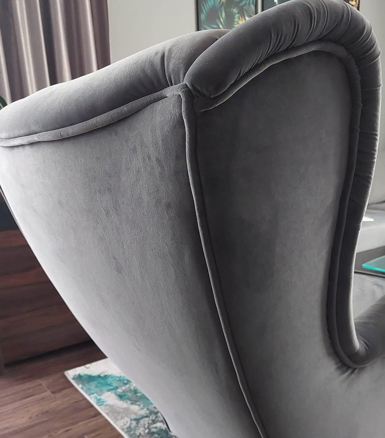 Schaukelstuhl Wohnzimmer - Relaxsessel, Schwingsessel - Stillstuhl, Schaukelstuhl - Komfortable Sessel für Schwangere Frauen, Velour Schaukelsessel, Relaxstuhl (Dunkelgrau)