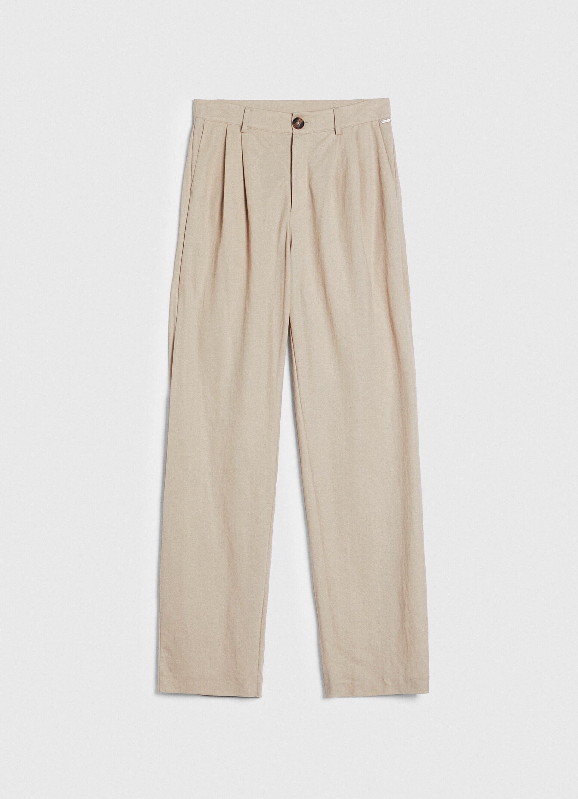 Calça chino de tecido fluido - bege claro
