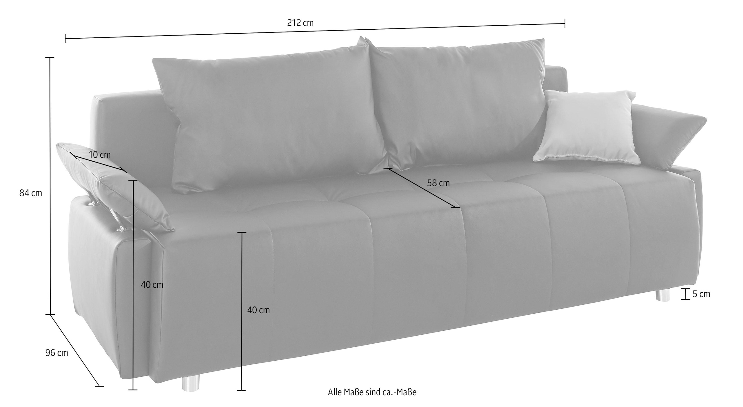 COLLECTION AB Schlafsofa »Funtastic« mit Federkern, Bettfunktion, inklusive 2 Rücken- und 1 Zierkissen