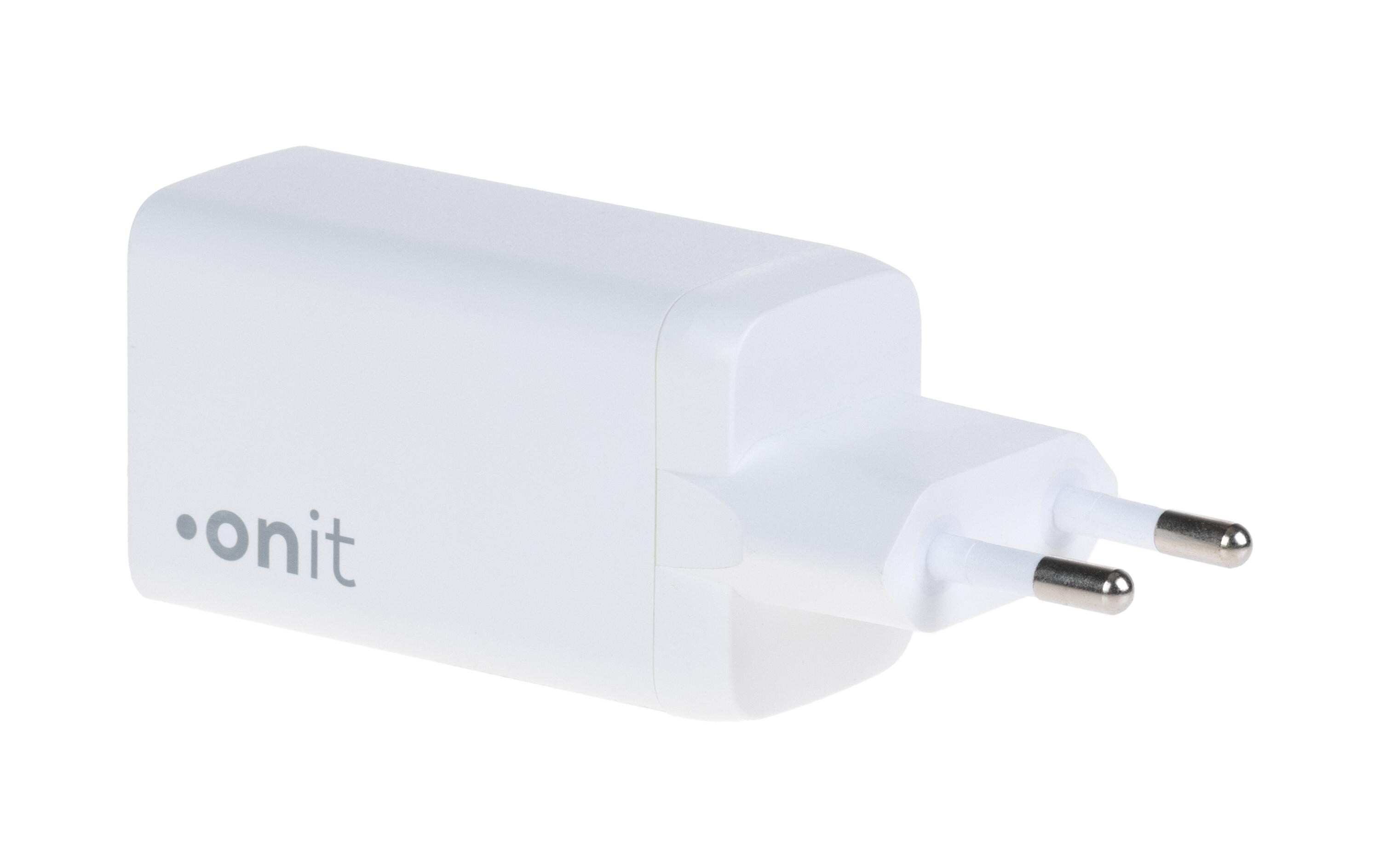 USB-Wandladegerät Trial QC4+ 45 W GaN WeissLadeadapter mit zwei USB-C-Ports und einem USB-A-Port