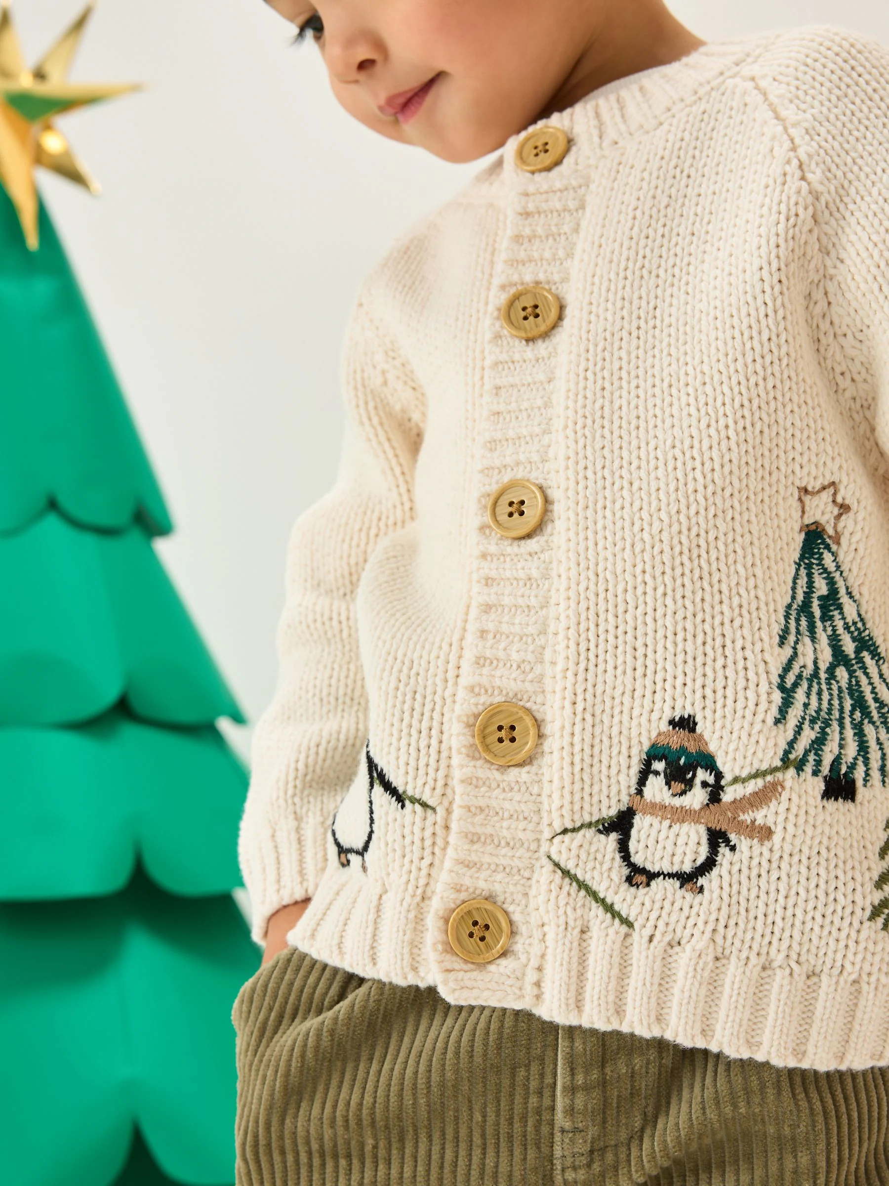 Crème pinguïn - Kerstmis Vest (3mnd-7jr)