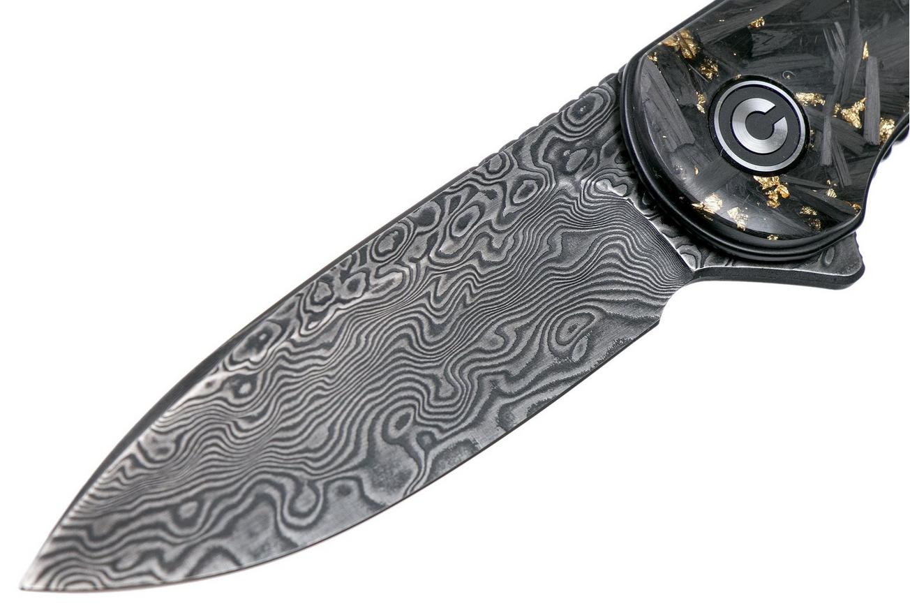 Civivi Elementum C907C-DS1 Damascus, Shredded Gold Carbonfiber zakmes