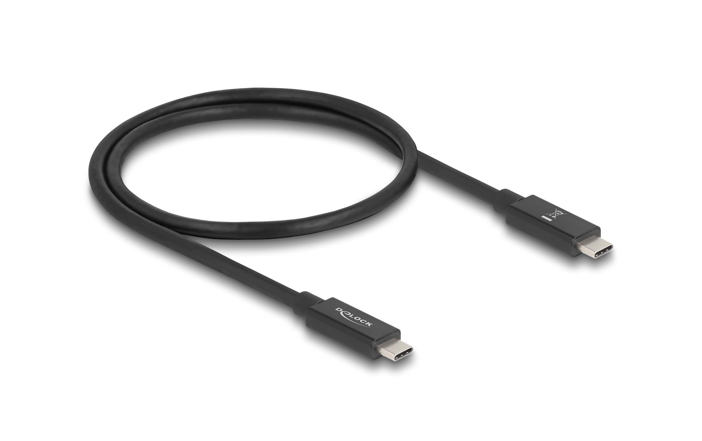 USB4-Kabel 80 Gbps PD 3.1, 240W, 16K 60 Hz USB - USB 0.5 mDelock USB 80 Gbps Kabel USB Type-C Stecker zu Stecker 16K 60 Hz PD 3.1 240 W E-Marker koaxial 0.5 m Schwarz