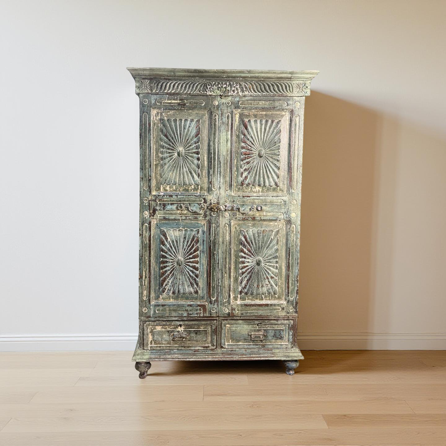 Wandkast 2 deur 2 la blauw uniek