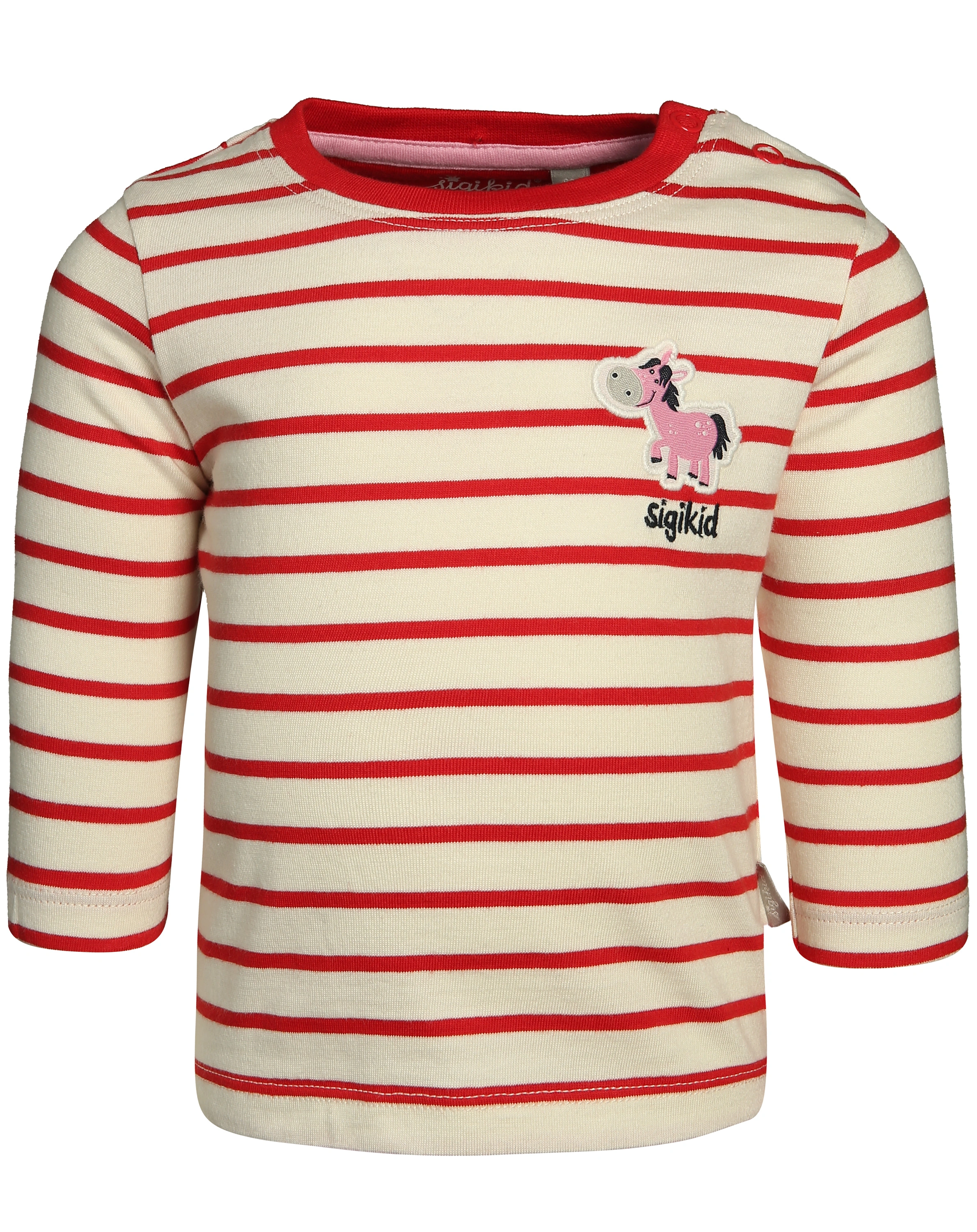 Langarmshirt PFERDI gestreift in rot