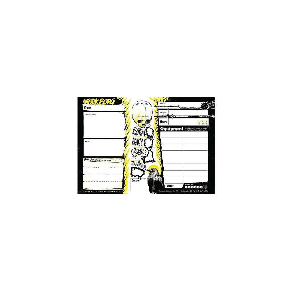 Mörk Borg RPG - Character Sheet Pad