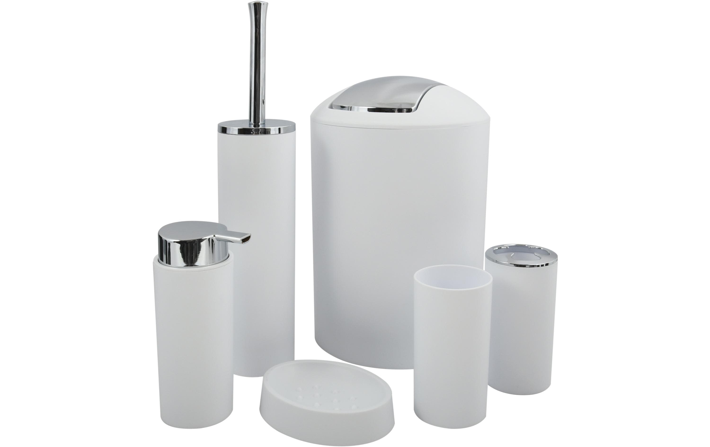 Badezimmer-Set Hannah 6-teilig, WeissWC-Garnitur aus Polypropylen