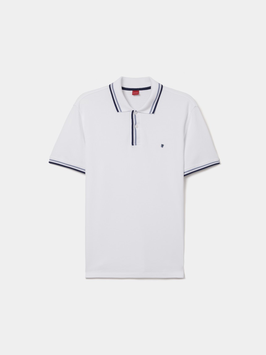 Polo regular fit em piqué de algodão