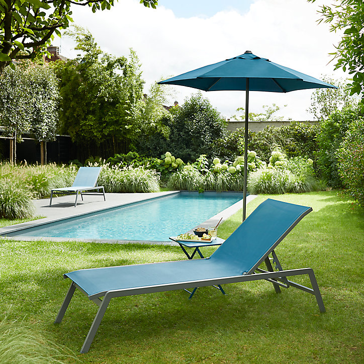 Bain de soleil en métal et toile GoodHome Batz bleu