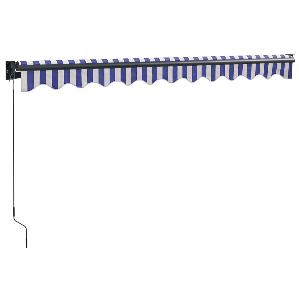 Auvent rétractable bleu et blanc 3x2,5 m tissu et aluminium