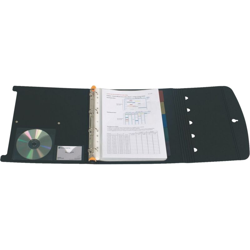 Classeur 4 anneaux plastifié de présentation Exacompta Exashow A4 - Dos 4 cm noir