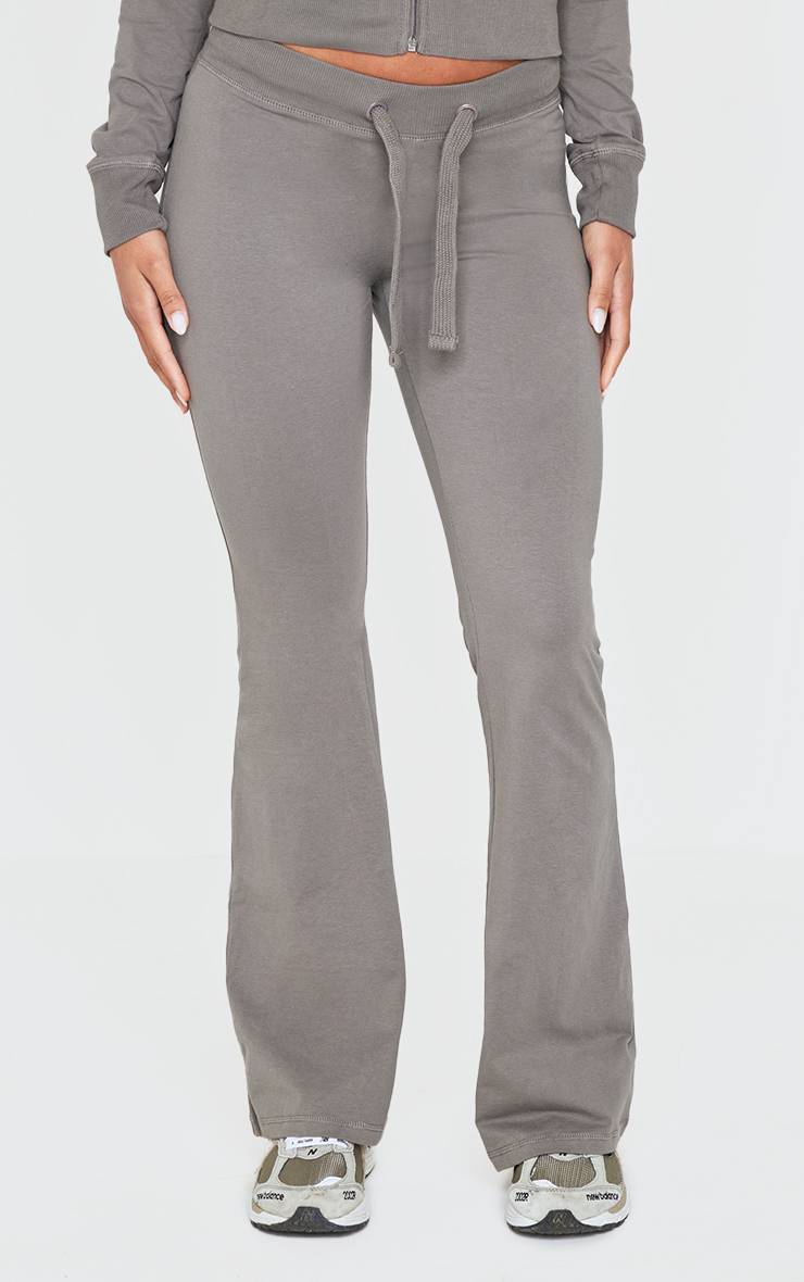 Gris Anthracite Pantalon Évasé Skinny Taille Basse Coordonné