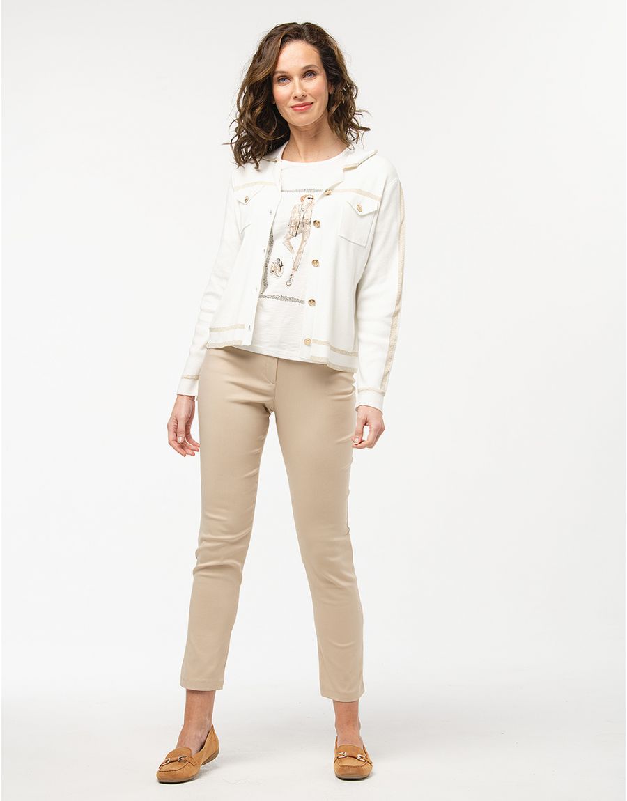 Pantalon slim 7/8e beige