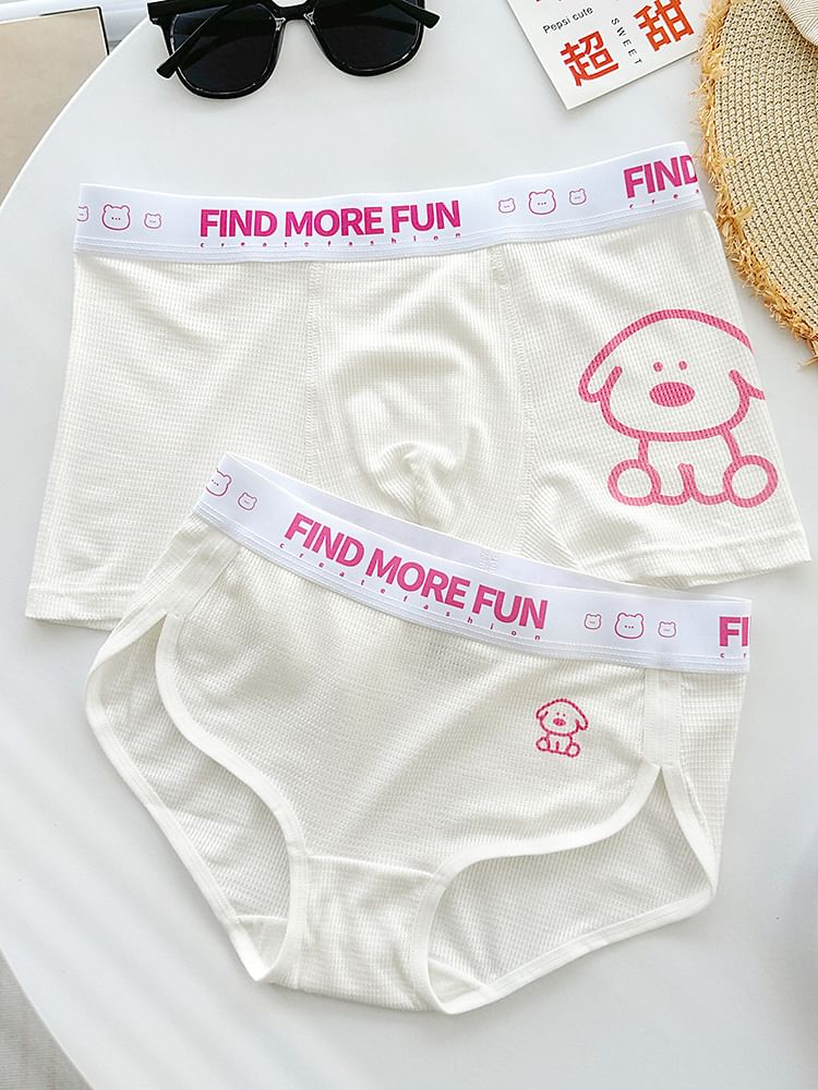 Pancherry - Matching set voor koppels: boxershort met hondenprint + panty