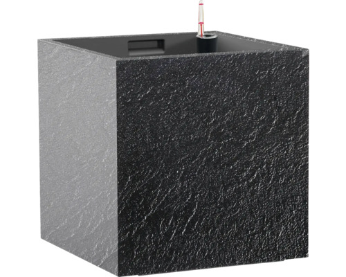 Cubico Stone plantenbak met plantenbak, kunststof, 33 x 33 x 33 cm, antraciet