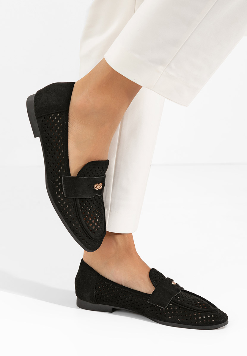 Mocassins d été femme noirs Damaris
